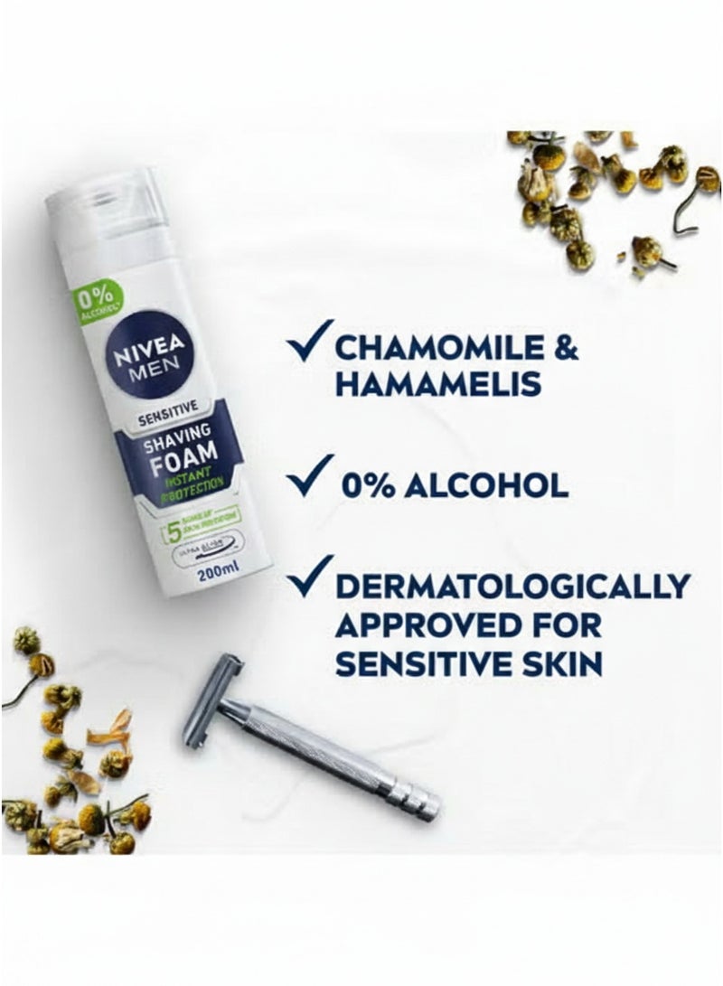 NIVEA MEN Chamomile And Hamamelis Sensitive Shaving Foam For Men 200ml - Image 2